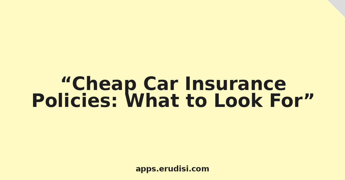 Cheap Car Insurance Policies: What to Look For